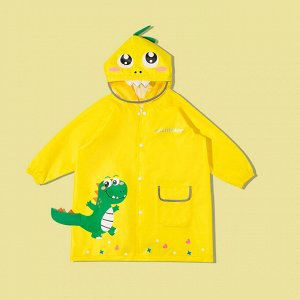 Детский плащ-дождевик с козырьком, цвет желтый, принт "Дракоша"