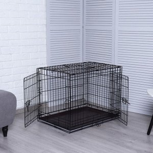 Клетка для собак №3 с металлическим поддоном, складная, 76 х 56 х 60 см