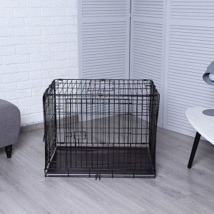 Клетка для собак №3 с металлическим поддоном, складная, 76 х 56 х 60 см