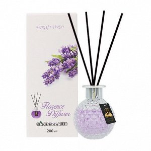 Жидкий освежитель воздуха "Aroma Diffuser" (стеклянный флакон + палочки / лаванда) 200 мл