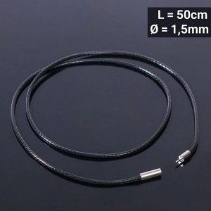 Корейская вощёная нить, 50 см, d=1,5 мм, цвет чёрный