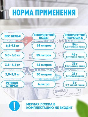 Mitsuei "Super Wash" Мощный стир. порошок с фер-ми для стирки белого белья 1 кг 1/10