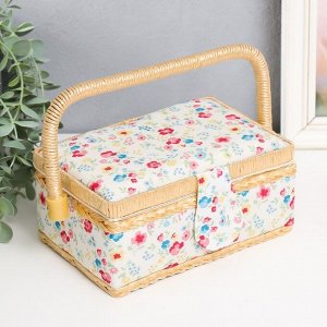 Шкатулка для рукоделия "Яркие цветочки с квадратиками" 9,5х19,5х13 см