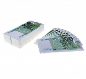 Сувенирные салфетки "100 евро", 2-х слойные, 25 листов, 33х33 см