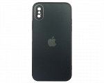 Чехол iPhone X/XS Matte Glass, с яблоком, черный