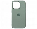 Чехол iPhone 14 Pro Silicone Case MagSafe hi-copy, с яблоком, мятный