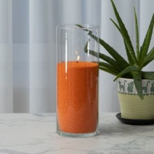 Насыпная свеча, воск в гранулах, колба цилиндр 30 см восковая, оранжевый воск