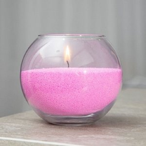 Насыпная свеча в гранулах, ваза "Шар", восковая, цветная, розовый воск