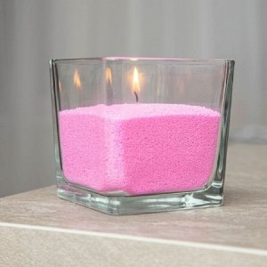 Насыпная свеча в гранулах ароматизированная, ваза "Куб" восковая (цветная), розовый воск