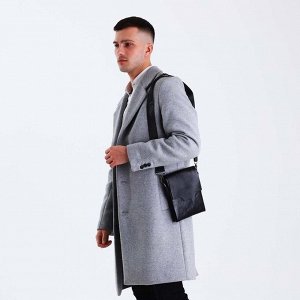 Сумка планшет мужская, 3 отдела на молнии, 2 наружных кармана, 16x3x21 см, чёрная