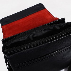 Сумка планшет мужская, 3 отдела на молнии, 2 наружных кармана, регулируемый ремень, чёрная