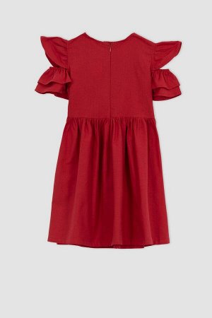 Красное платье с коротким рукавом для девочек