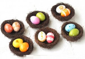 Декоративная фигурка "Яйца в гнезде" Цвет: В АССОРТИМЕНТЕ. Размер: яйцо 6 см