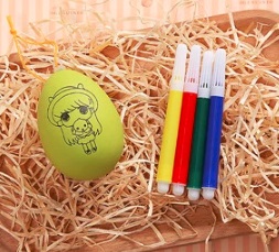 Творческий набор "Пасхальное яйцо" В наборе: 1 яицо + 4 фломастера Цвет и рисунок яйца: В АССОРТИМЕНТЕ