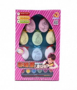 Подарочный творческий набор для раскрашивания В наборе: 8 яиц (6 цветных + 2 белых) + краска (6 цветов) + кисть. Размер яйца: 4.
