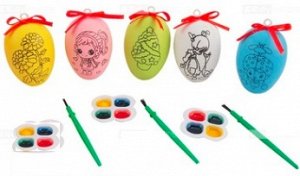 Творческий набор для раскрашивания "Пасхальное яйцо" В наборе: яйцо + краска(4 цвета) + кисть Цвет и рисунок: В АССОРТИМЕНТЕ. Ра