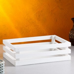 Кашпо для цветов Classic, 30x20x9.5 см, деревянное, белое