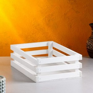 Кашпо для цветов Classic, 30x20x9.5 см, деревянное, белое