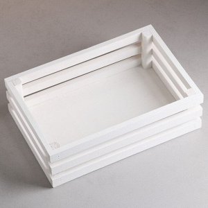 Кашпо для цветов Classic, 30x20x9.5 см, деревянное, белое