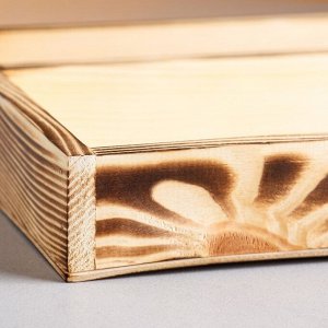 Кашпо деревянное 25.5x20x4.5 см "Макарунас", обжиг Дарим Красиво