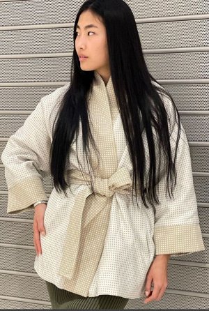 Авторское  утепленное кимоно из брендового шелка