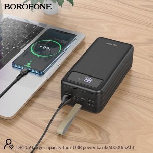 Портативный аккумулятор Power Bank BOROFONE DBR09 60000 mAh QC18W 4USB+3*Micro, Type-C, Apple внешний аккумулятор