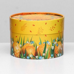 Коробка "Пасхальные яйца на оранжевом", завальцованная, 13 х 8,5 см