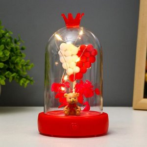 Фигурка световая в колбе RISALUX «Мишка», LED-ночник, от батареек 3xААА, красный, 9.5x9.5x16 см