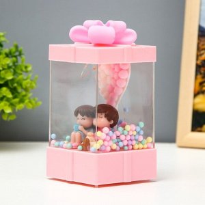 Фигурка световая в колбе RISALUX «Влюблённая пара», LED-ночник, от батареек 3xАА, розовый, 8x8x15.5 см