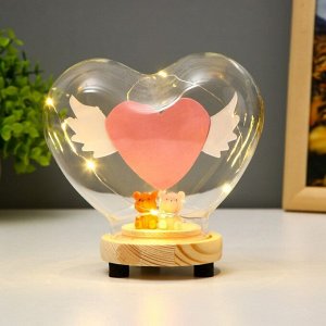 Фигурка в колбе RISALUX «Сердце цветное», LED-ночник, от батареек 3xLR44, 13x7.2x12 см