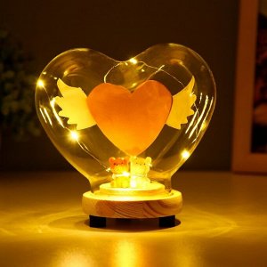 Фигурка в колбе RISALUX «Сердце цветное», LED-ночник, от батареек 3xLR44, 13x7.2x12 см