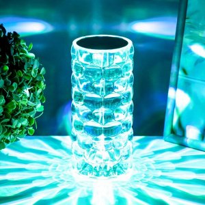 Настольная лампа с ПДУ «Призма» LED RGB сенсорная АКБ 8x8x18 см RISALUX