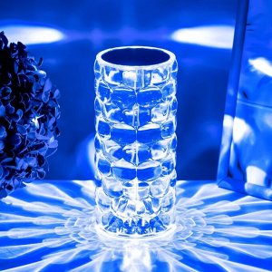 Настольная лампа с ПДУ «Призма» LED RGB сенсорная АКБ 8x8x18 см RISALUX