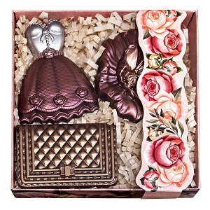Фигурный шоколад набор 'Женский - платье, клач, цветок' 120-130 г