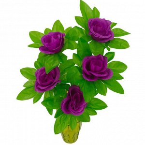 Роза Букет роз с декоративной текстильной зеленью.
Высота: 50 см.
Количество веток: 5
Диаметр цветка: 8 см
Материал голов: текстиль