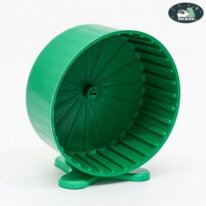 Колесо для грызунов полузакрытое пластиковое, с подставкой, 14 см, зеленый микс 7402460
