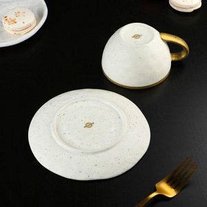 Чайная пара фарфоровая Magistro Poursephona, 2 предмета: чашка 240 мл, блюдце d=16 см, цвет бежевый