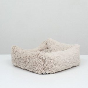 Лежак с подушкой мех, сатин, периотек, , 45 х 45 х 15 см,бежевый
