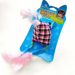 Игрушка мягкая  "Мышка" розовая в клетку