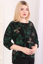 Блузка черная с зеленым принтом недорогая