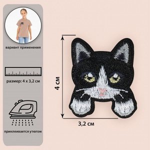 Термоаппликация «Котёнок с лапками», 4 ? 3,2 см, цвет чёрный