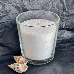 Насыпная свеча в гранулах, подсвечник стеклянный стакан, белый воск