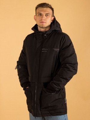 HERMZI. Качественная стильная мужская зимняя куртка с капюшоном. Удобная, теплая, непродуваемая, до -25 мороза, цвет черный