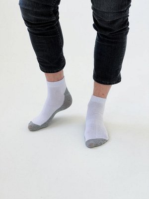 Носки мужские спортивные средней длинны, бело-серые. Ю. Корея.