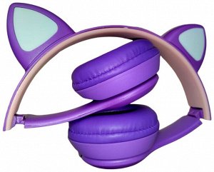 Наушники с Bluetooth P47M детские с ушками фиолетовые