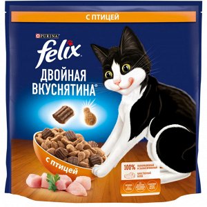 Сухой корм Felix® Двойная вкуснятина для домашних кошек, с птицей, пакет, 1.3 кг