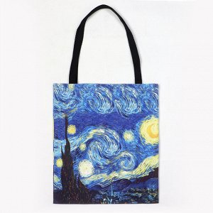 Пляжная холщовая сумка, принт "звездная ночь", цвет синий