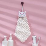 Полотенце для рук из микрофибры в милом дизайне &quot;Кошечка&quot;, цвет белый