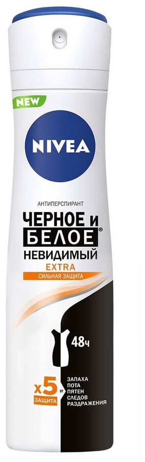 Нивея Дезодорант-антиперспирант спрей Nivea "Черное и Белое" Невидимый EXTRA, 150 мл
