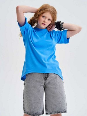 Футболка голубая для девочки, футболка женская голубая, футболка из хлопка женская